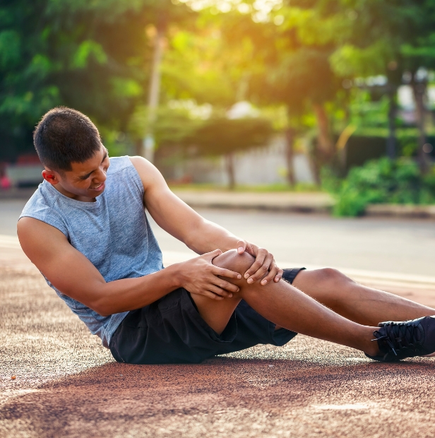 Person walking dog outdoors