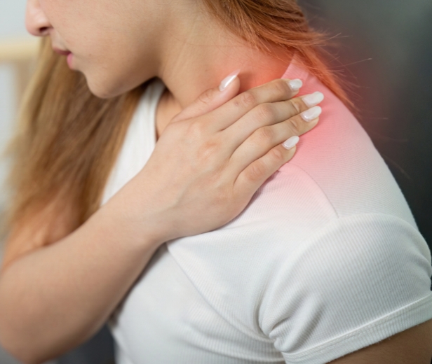 Person walking dog outdoors