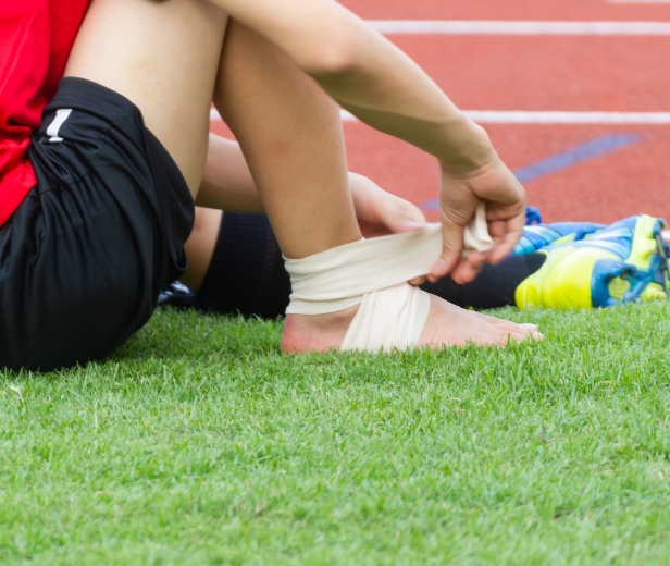 Person walking dog outdoors
