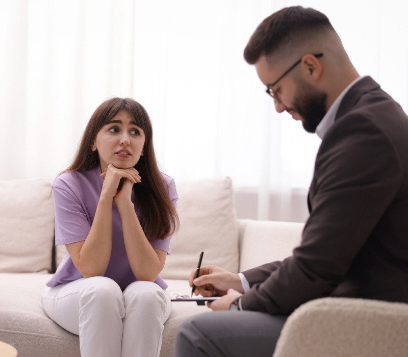 Person participating in telehealth session